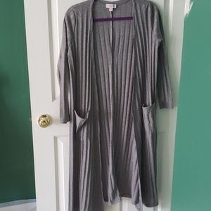 Gray ribbed Sarah Cardigan